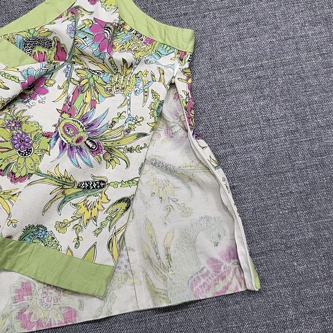 Lino Russo Womens Dressy Sleeveless Linen Cotton Top w Side Zipper Medium Size