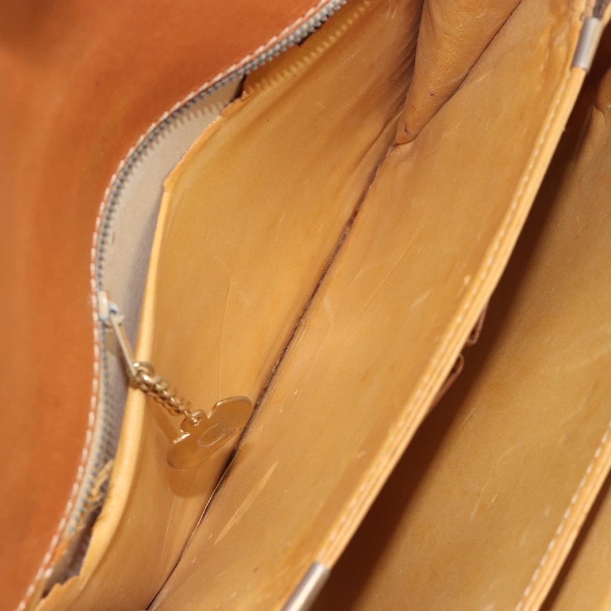 CELINE Macadam Canvas Horse Carriage Bag PVC Leather Brown Gold Auth 193067