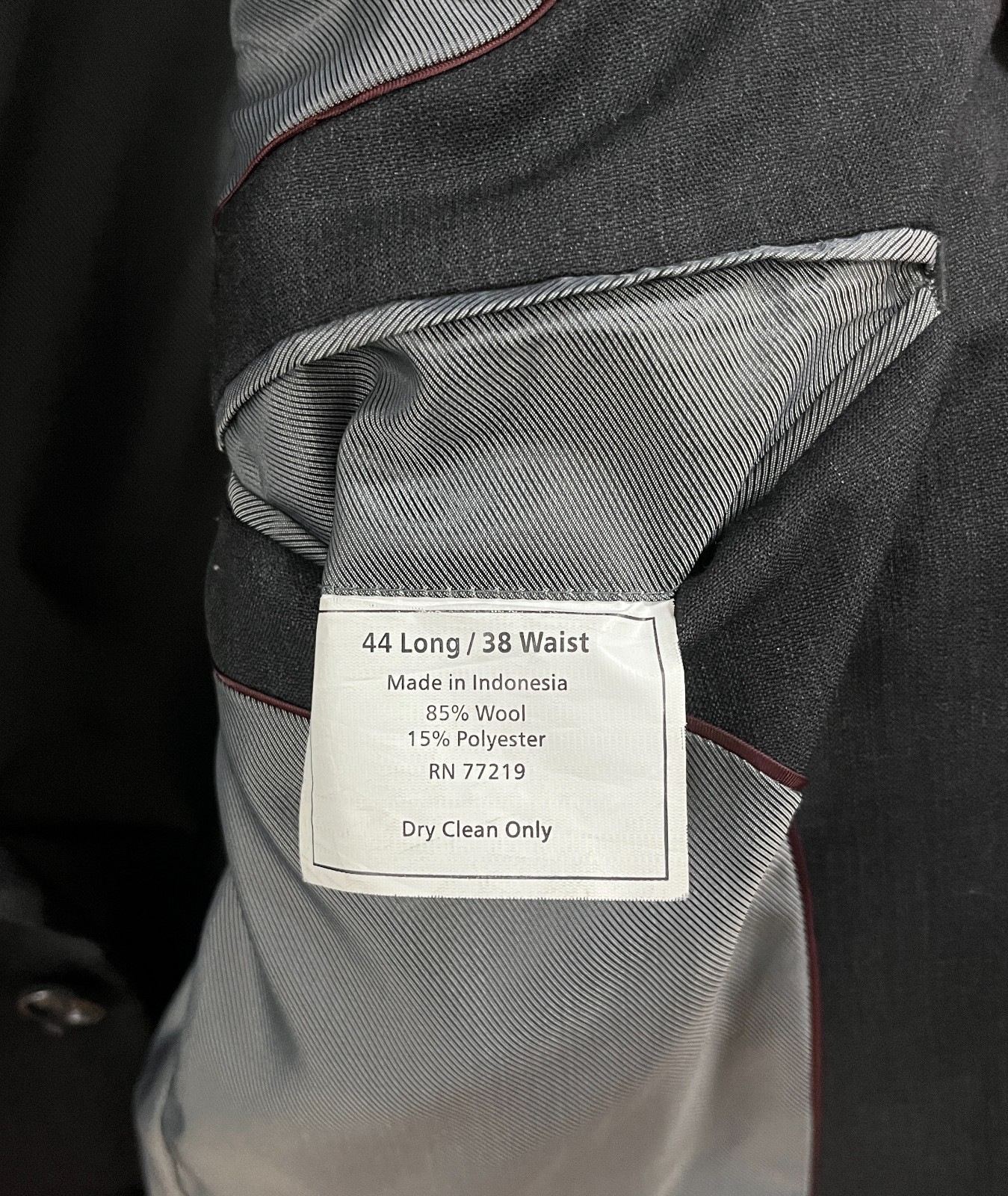 Men’s Suit – PRONTO UOMO, 44 Long, 38 Waist, Charcoal Gray, Pre-owned Excellent