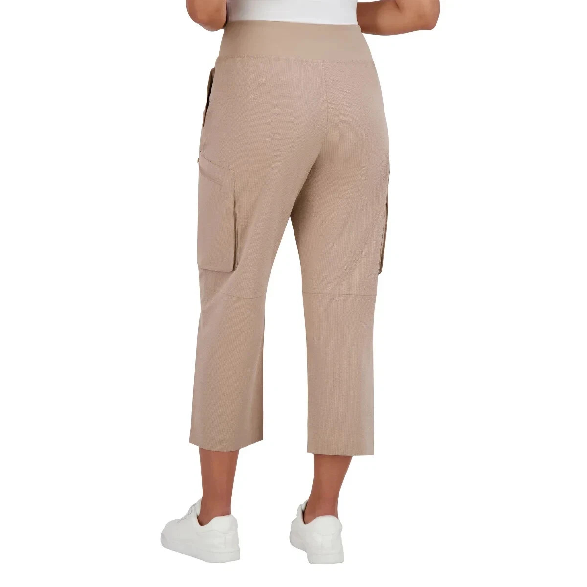 Sage Collective Women’s Capri Zip Cargo Pockets Pants, Tan, Size S