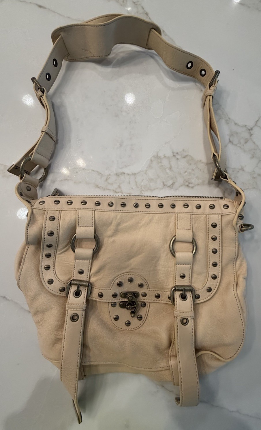 cynthia rowley leather purse handbag Nailhead Trim Pockets EUC