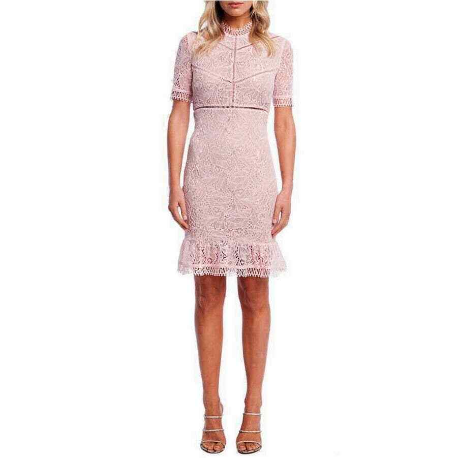 Bardot Pink Theodora Lace Sheath Mini Dress NWOT Size 4 / XS
