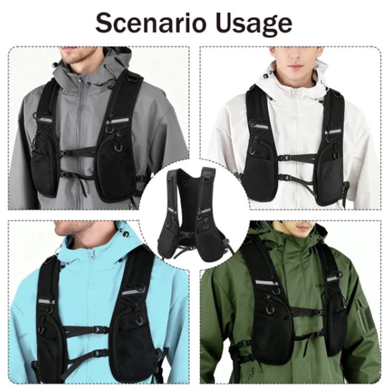 Reflective Design Chest Pack Outdoor Sports Tactical Vest Backpack Hip-hop Stree