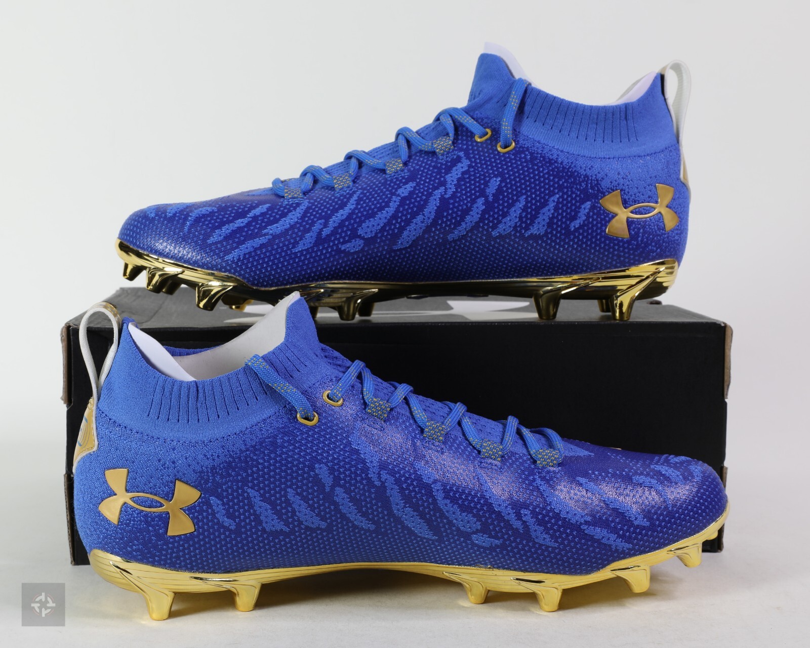 Under Armour Spotlight Lux MC Blue Gold Football Cleat Size 9.5-14 (3023960-403)