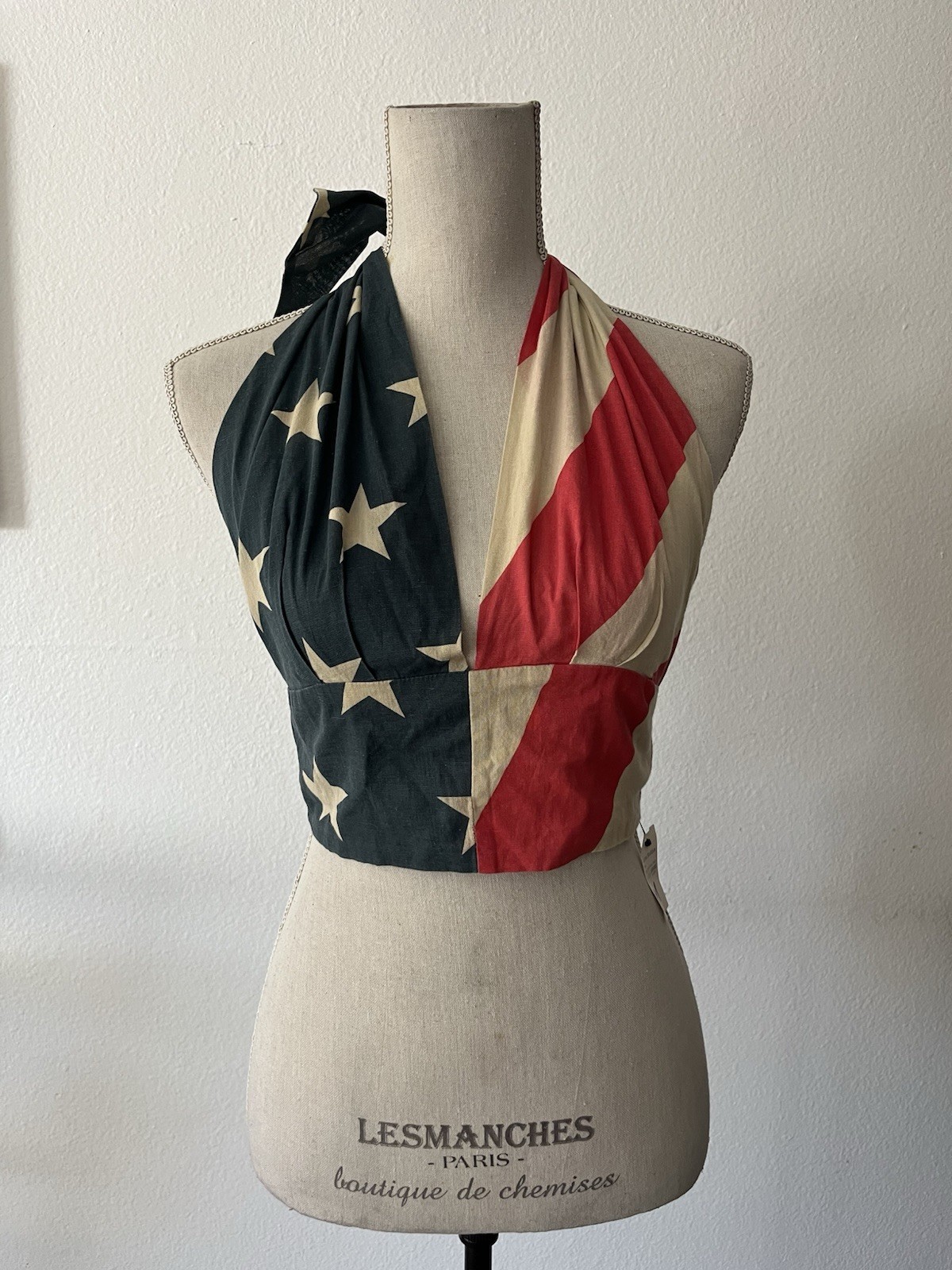American Flag Tie Back Halter Top 4th of July Red White Blue