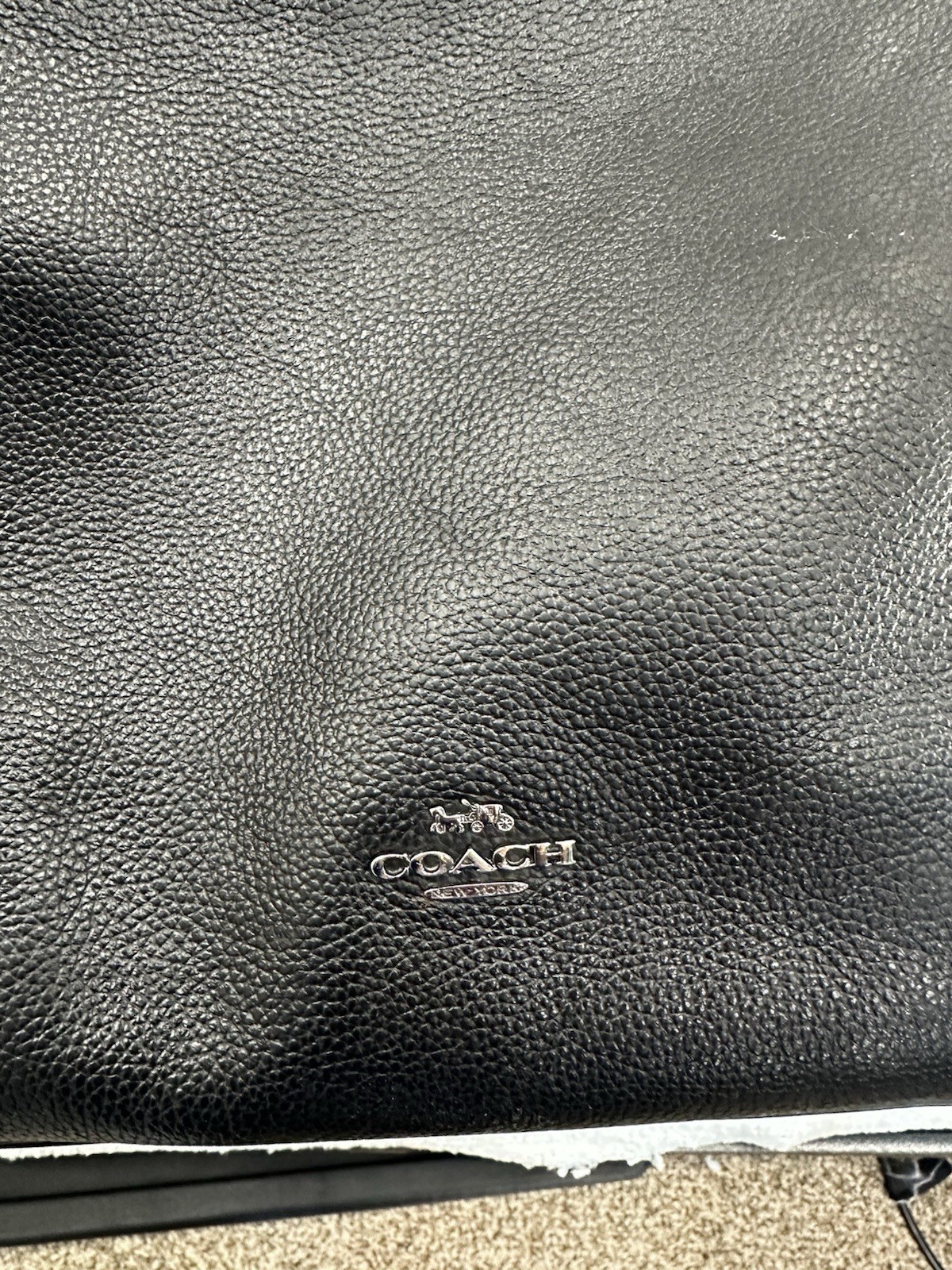 Coach Dufflette Leather Crossbody Bag Black Purse Strap Metallic 21377 Preowned