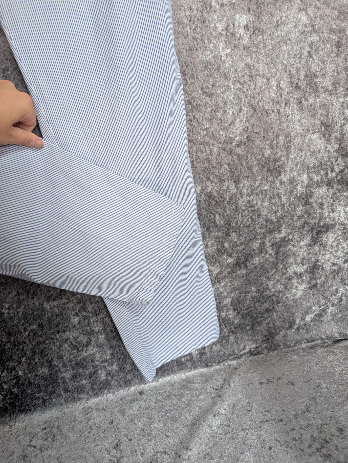 Marks & Spencer Blue & White Striped Tapered Cotton Summer Chino Trousers UK 12
