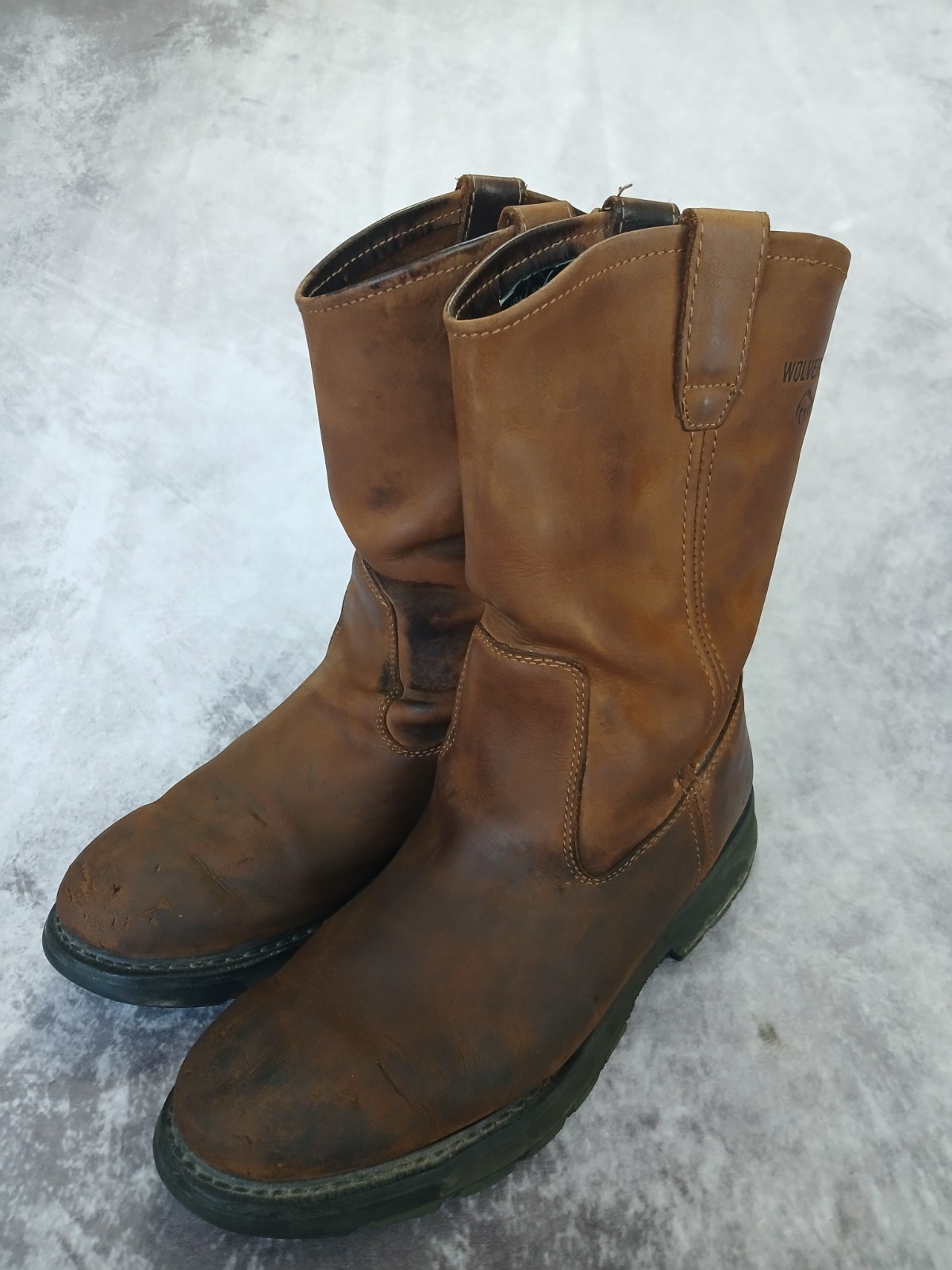 Wolverine Men DD Work Wellington Safety Boots Leather 13EW BROWN Slip Resistant