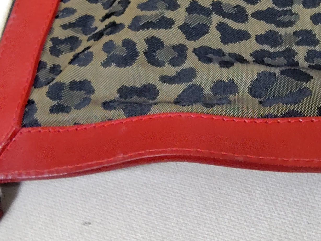 Fendi Clutch Bag Purse Leopard Leather Nylon Authentic 398T0359