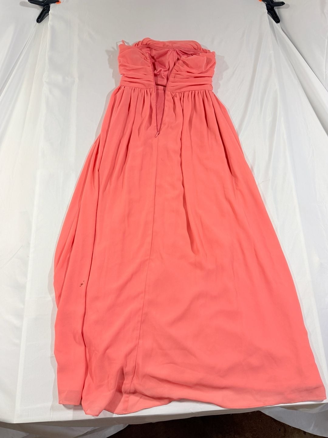 Lulus Strapless Chiffon Maxi Dress in Coral Pink