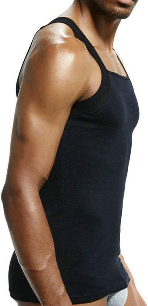 Zhiweikm Men’s G-Unit Style Square Cut Tank Tops Cotton Comfort Stretch Vest, XL