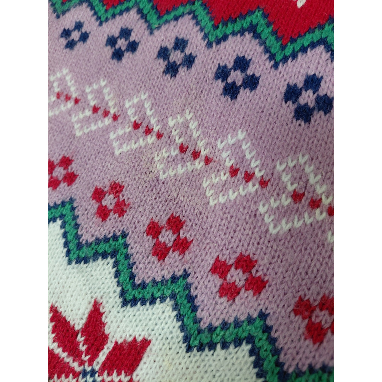 33 Degrees Womens Purple Fair Isle Snowflake Mock Neck Cropped Sweater Small