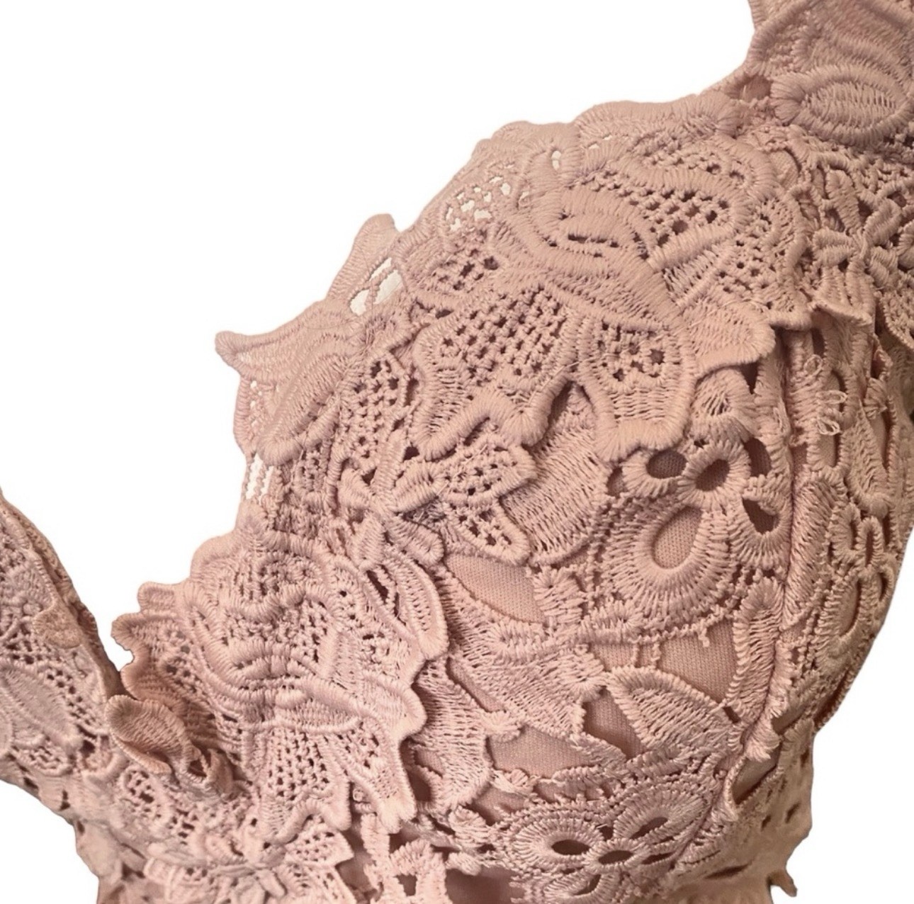 Fashion Nova | NEW “Sunshine Love Top” size XL Dusty Pink crochet crop top