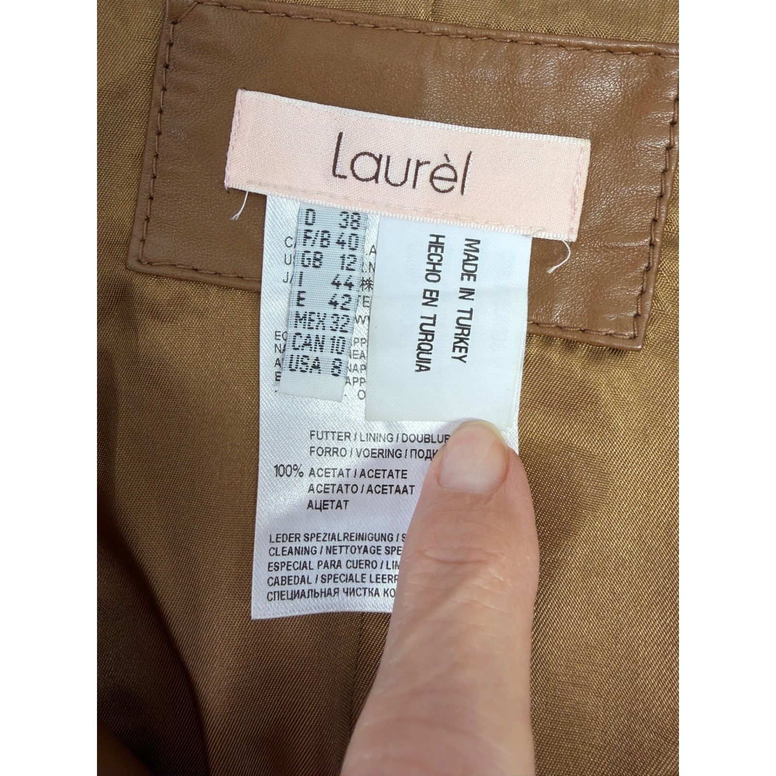 Lambskin Nappa Leather Moto Jacket Womens 8 Cognac Brown Biker Chic Designer