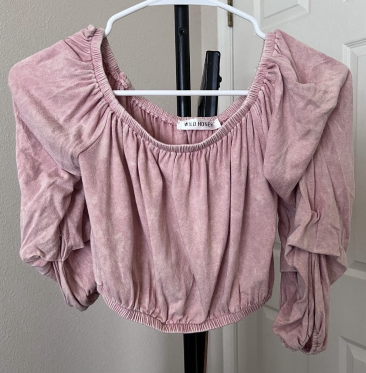 Wild Honey women’s pink ruched crop top bohemian festival coquette angelcore
