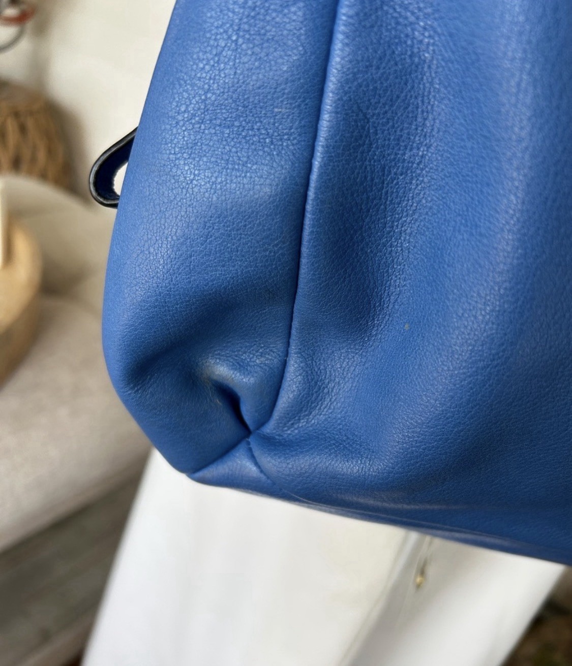 Coach Blue Leather Hobo Shoulder Bag Large Slouchy Tote Purse preloved