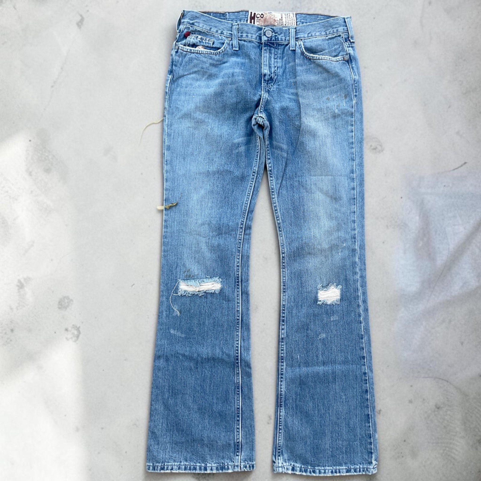 Hollister Women’s Cali Flare Low Rise Distressed Y2K Vintage Jeans Size 11 Long