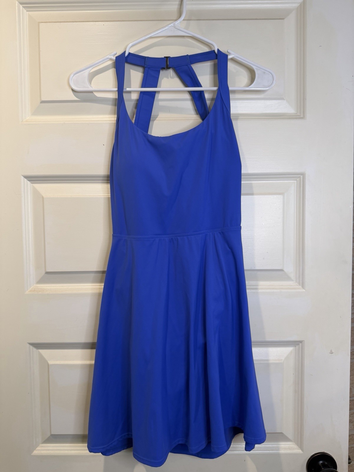 Womens Halara easy Blue Fit & Flare Short Dress V-Neck Adjustable Straps Size S