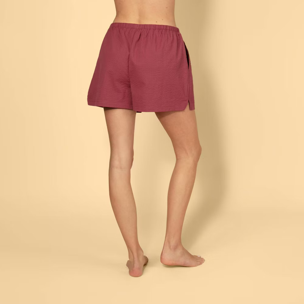 Solid & Striped Women Mid-Rise Drawstring Seersucker Pull-On Shorts –