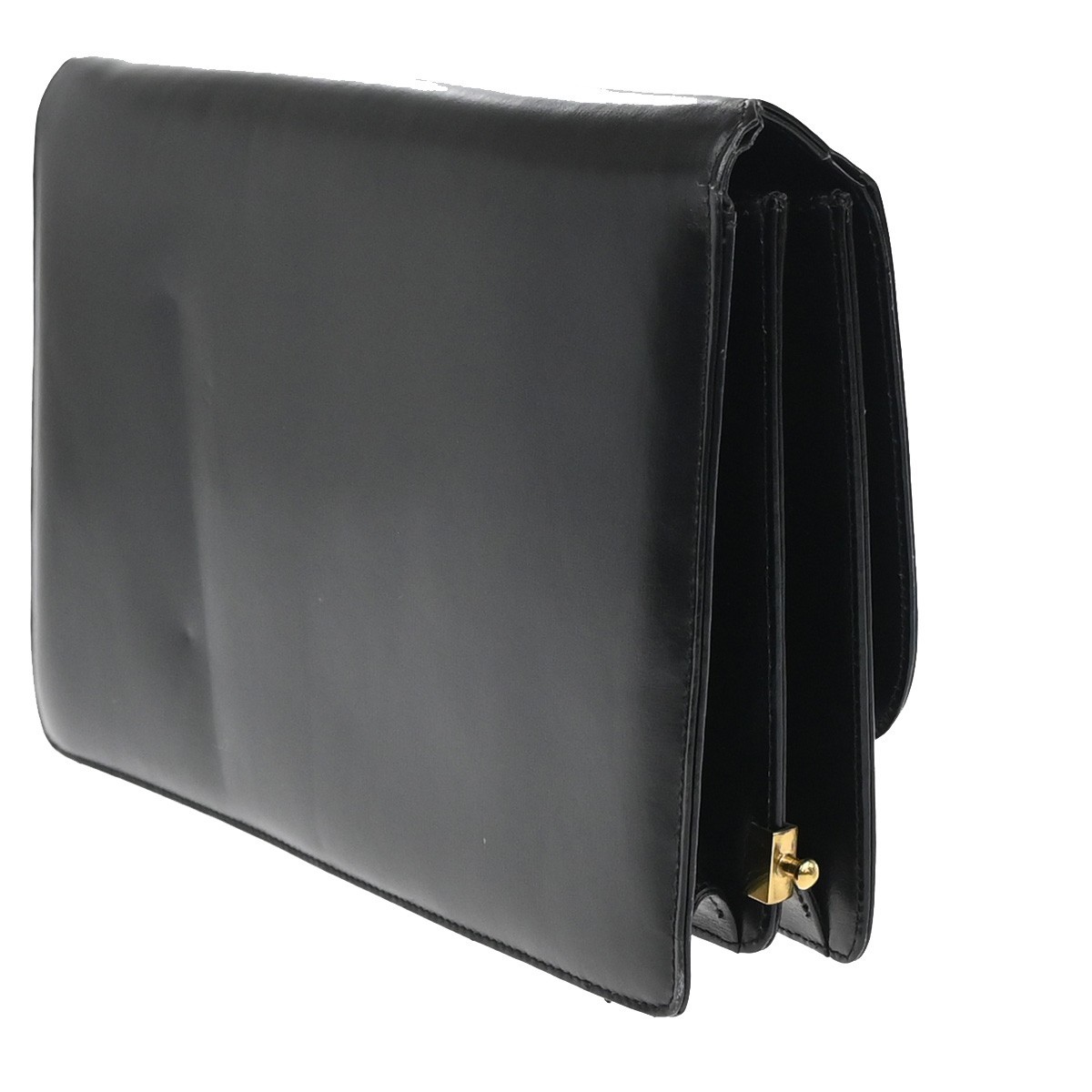 CELINE PARIS Logo Horse Carriage Shoulder Bag Leather Black Gold Italy 38KP606