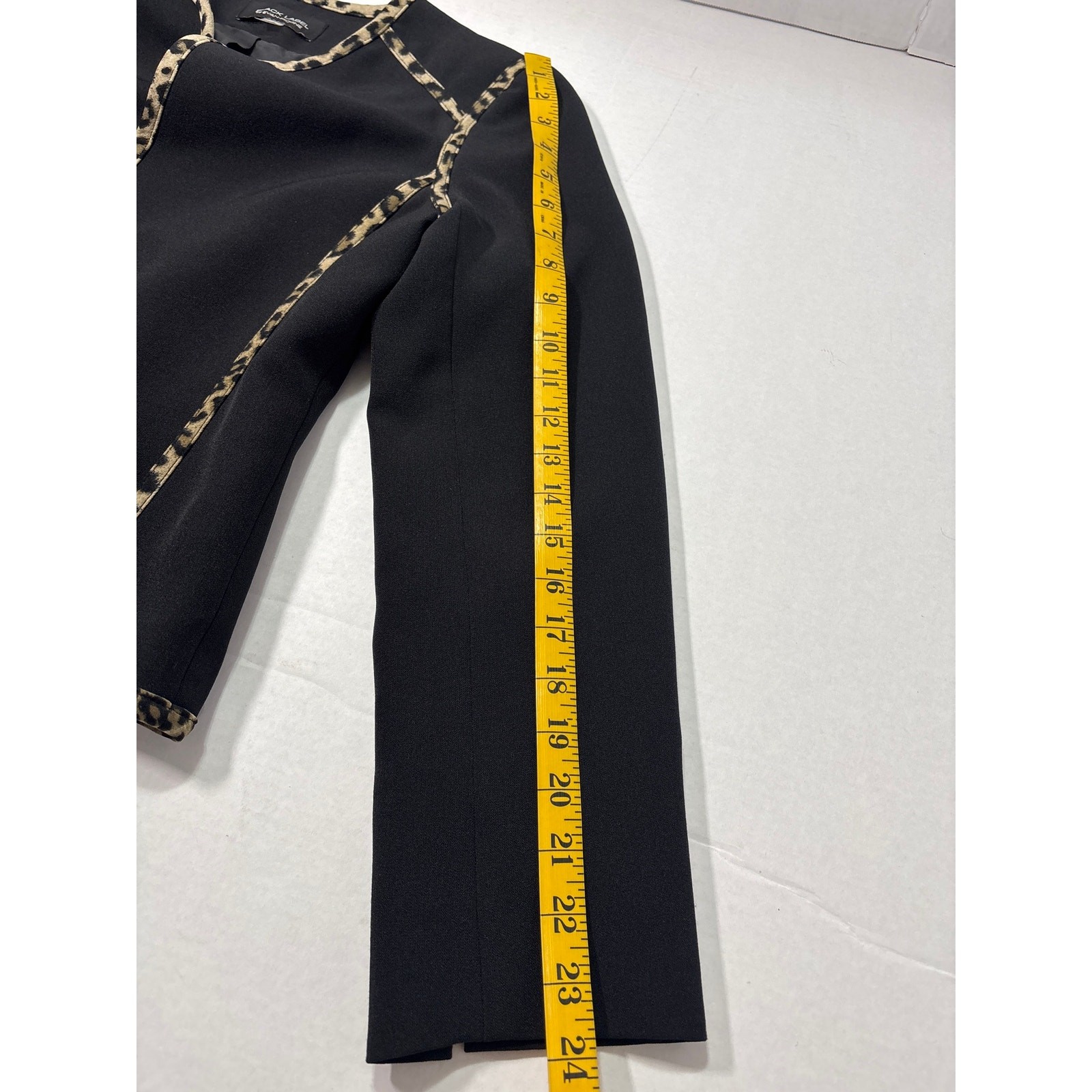 Black Label Evan Picone Black with Leopard Trim Blazer Jacket Size 6