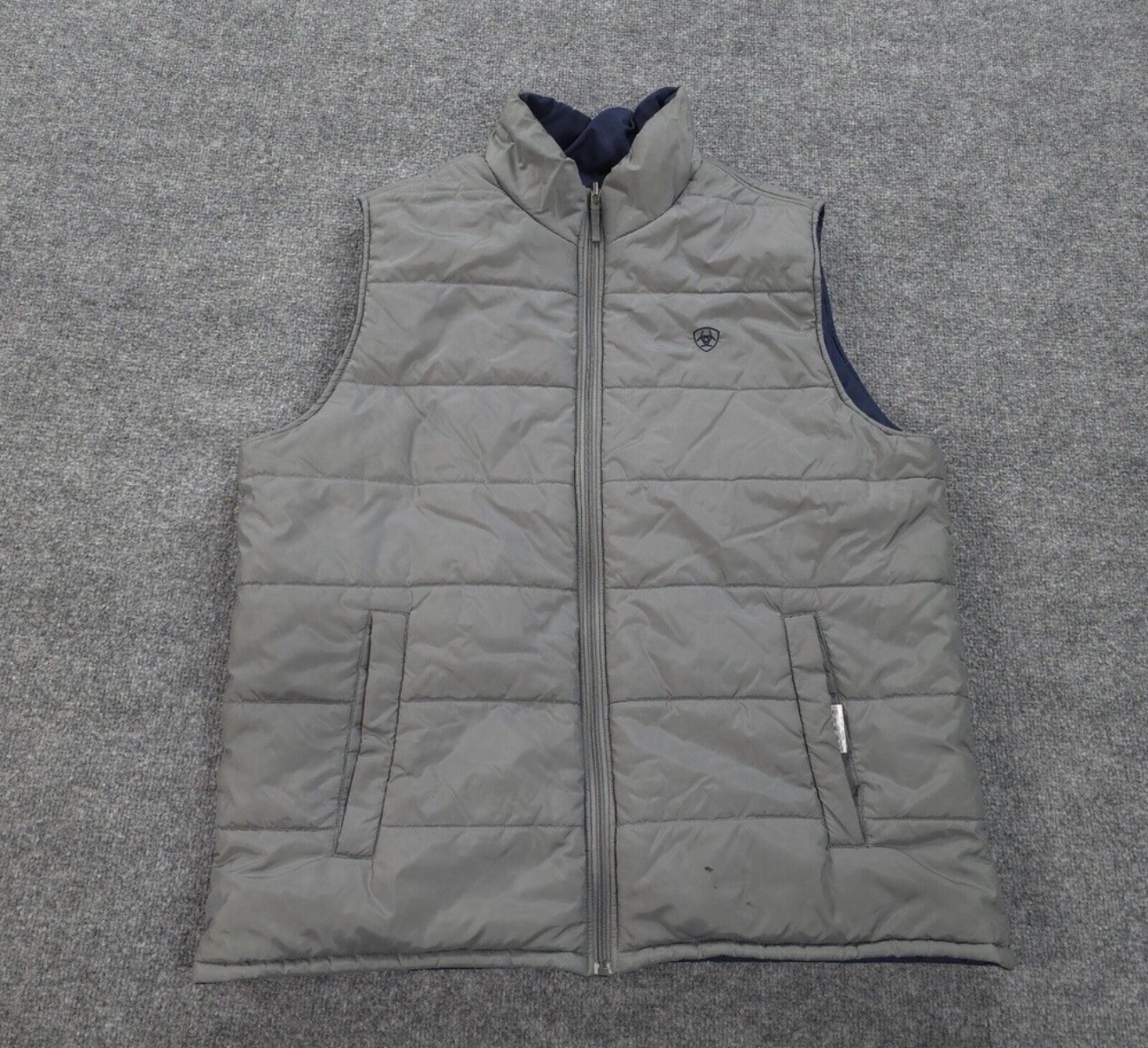 Ariat Men’s Reversible Puffer Vest Full Zip Stand-Up Collar Insulated XL Regular