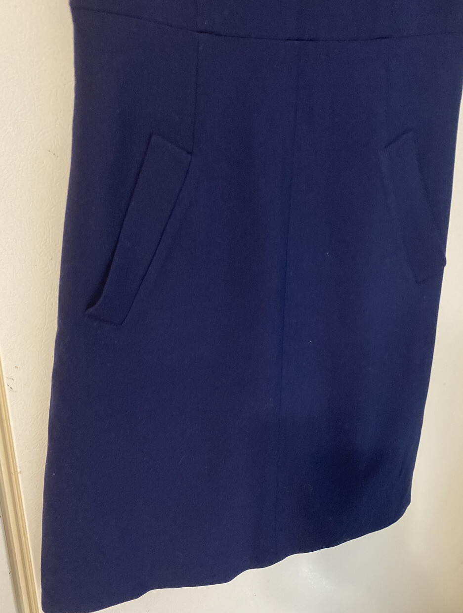 Diane Von Furstenburg Capreena Shift Dress Size 6 Navy Blue Pockets Sleeveless
