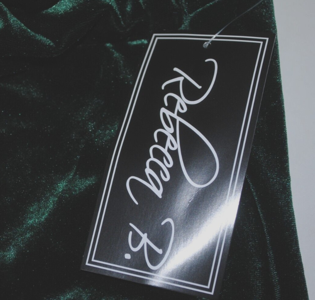 Rebecca B Deep Green Velvet Sleeveless Gown Formal Dress Size 6 NWT
