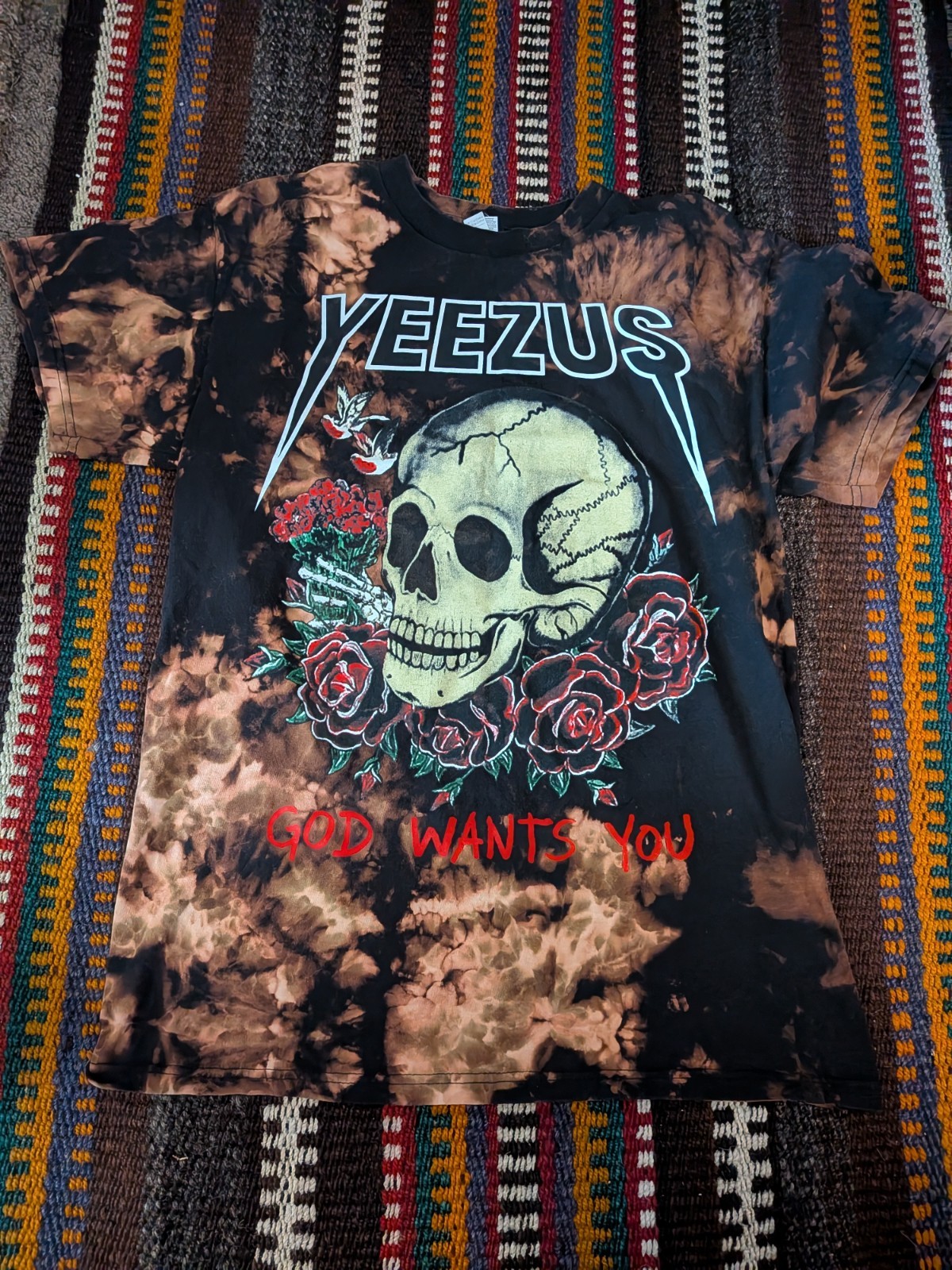 Vtg Kanye West YEEZUS God Wants You Tour T Shirt Size M SS Tie Dye EX Condition