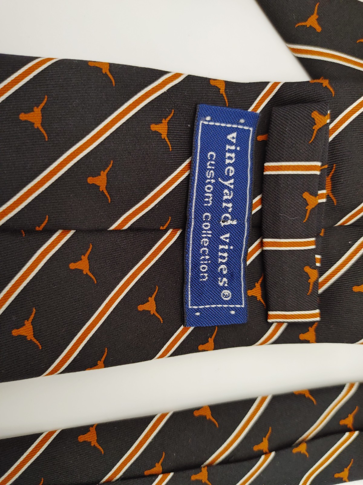University Texas Longhorns Vineyard Vines Necktie Black Tan Brown Orange Silk