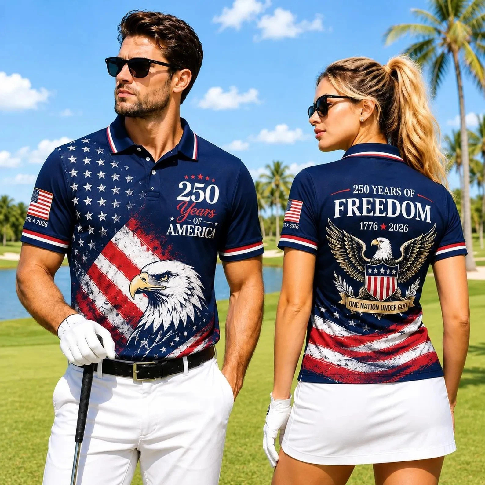 American Flag 250th Anniversary Polo Shirt, America Eagle Flag Polo, 4th Of July