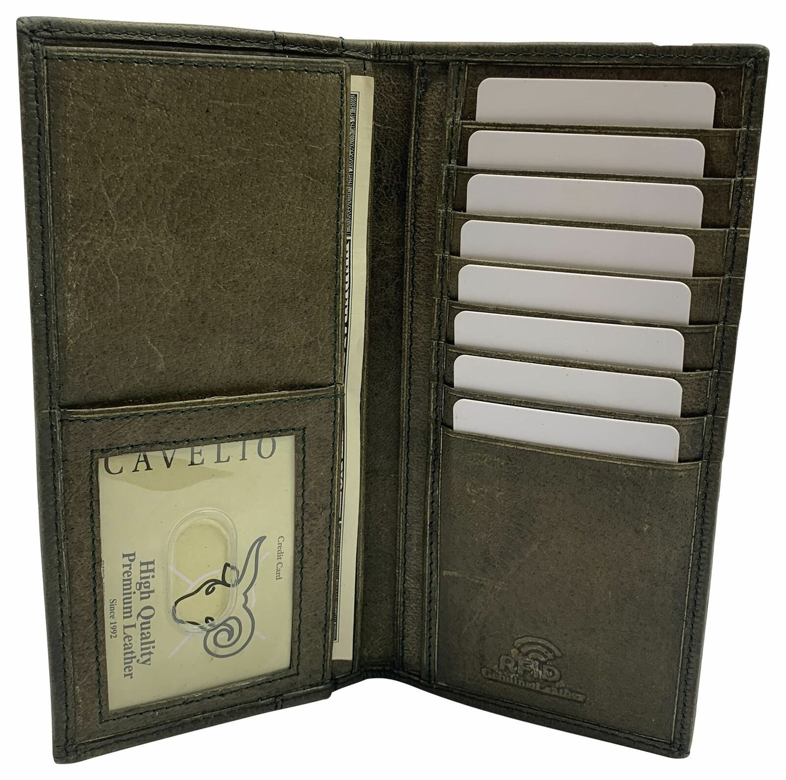 Genuine Leather Long Bifold Checkbook Cover Wallet Multi Card Pocket Holder USA