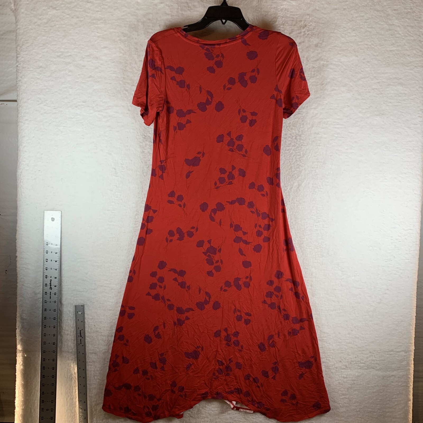 LOGO by Lori Goldstein Maxi Dress Womens Size XS Red Short Sleeve Crew Neck 6561