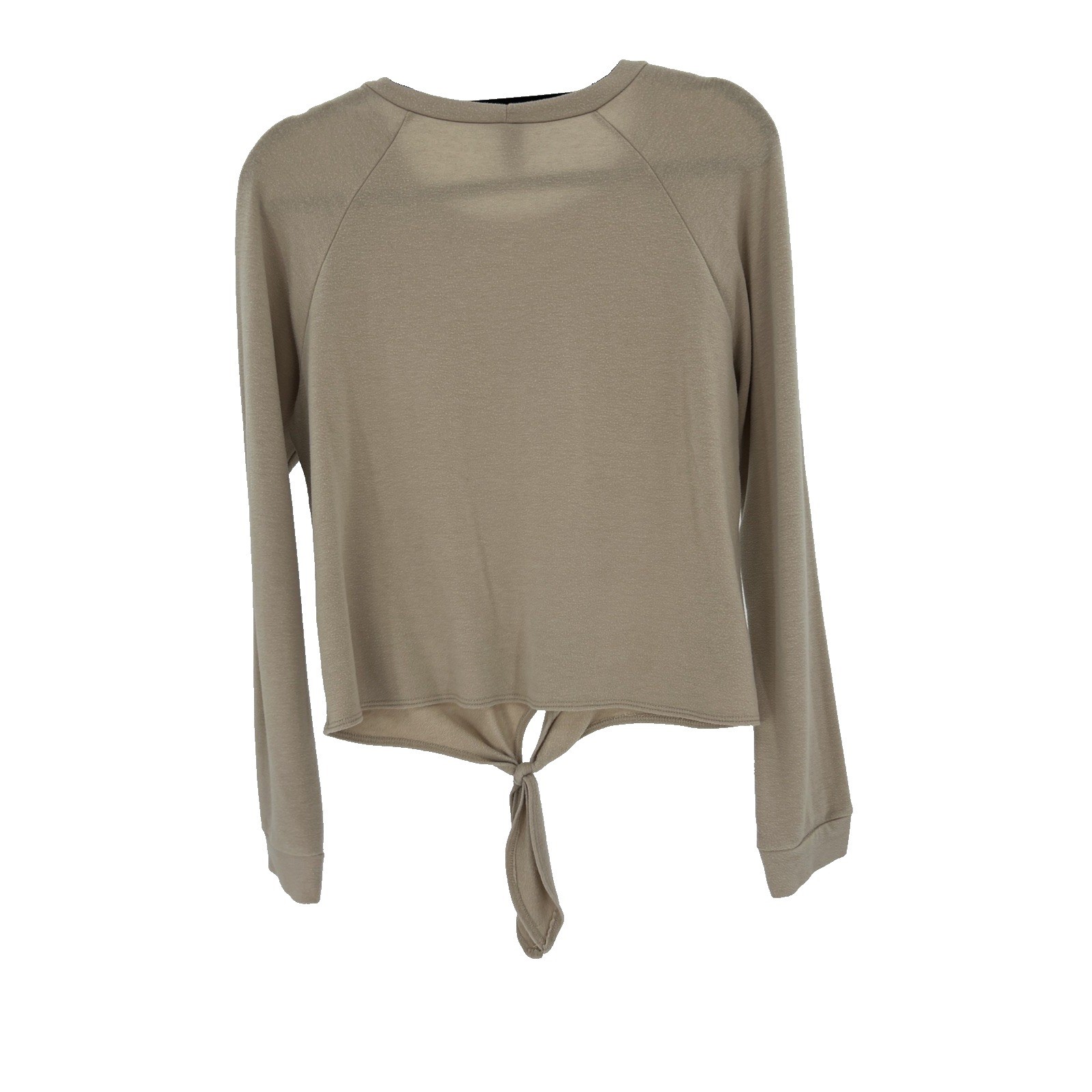 Windsor Womens L Taupe Tan Tie Front Raglan Long Sleeve French Terry Top 9804