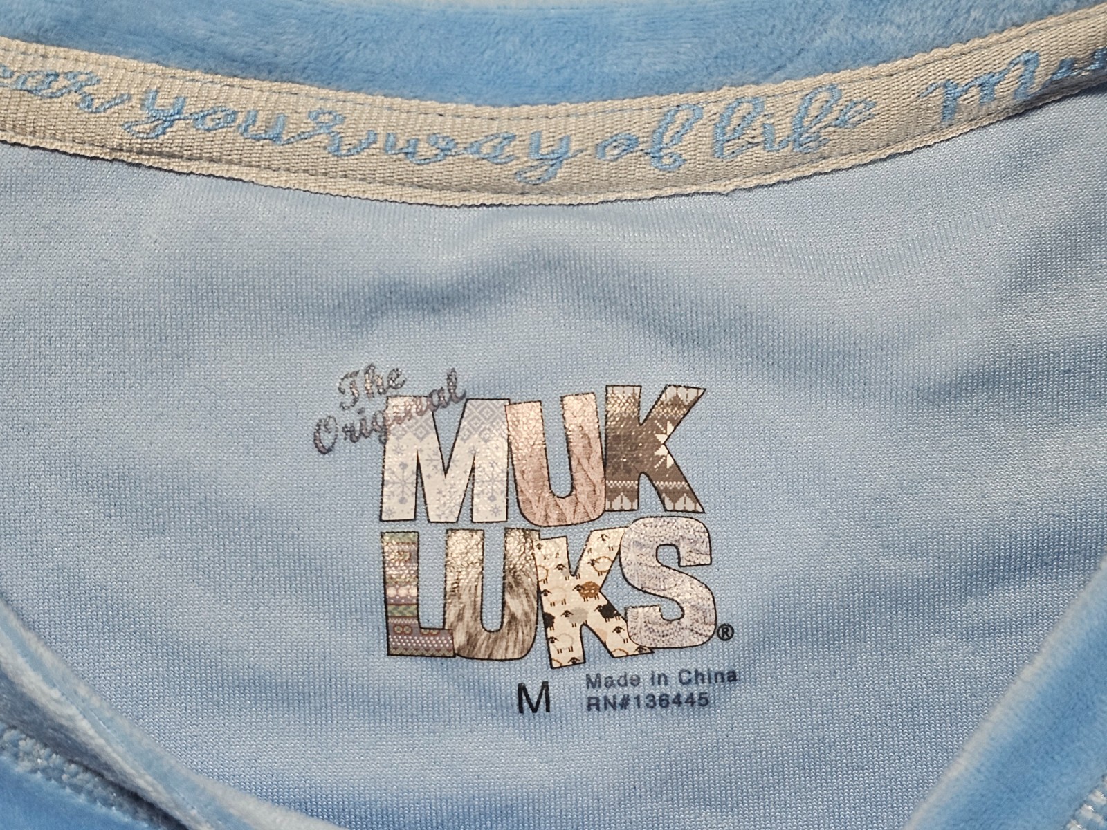 Muk Luks Super Soft Cozy Casual Velvet Velour Teal Sweatshirt Women’s Size M
