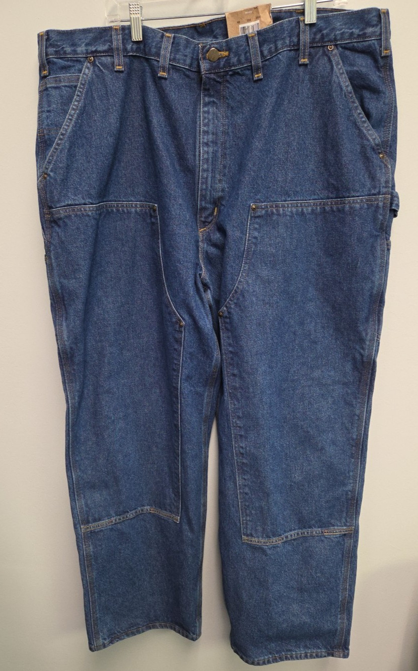 Carhartt B73 Double Front Washed Denim Loose Fit Logger Jean Size 44×32 NWT