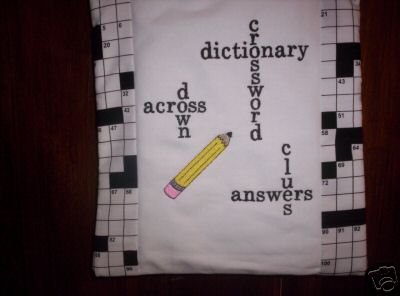 1 of a kind! Free personalize Very CUTE! embroider crossword puzzle Very clever!