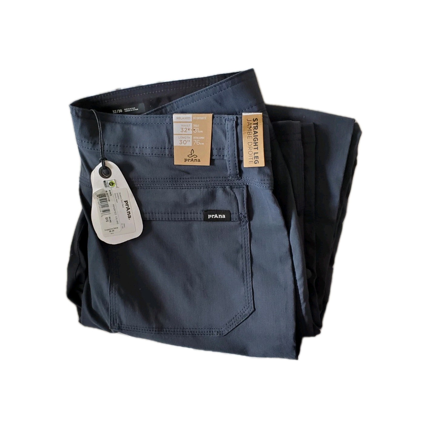 NEW Prana Men’s Stretch Zion 32×30 Relaxed Fit Stormy Night Grey Pants $98