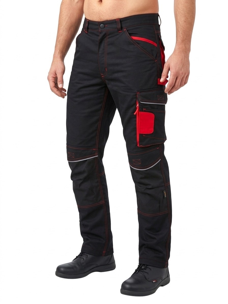 Mens Cargo Work Trousers With Knee Pads Pockets Safety Heavy Duty Combat Pants