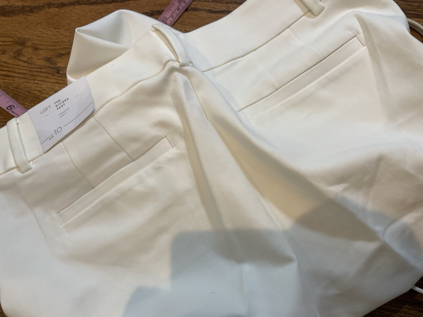 NWT LOFT Curvy Cropped Riviera Pant Sz 10 White Tailored Preppy Pockets Stretch