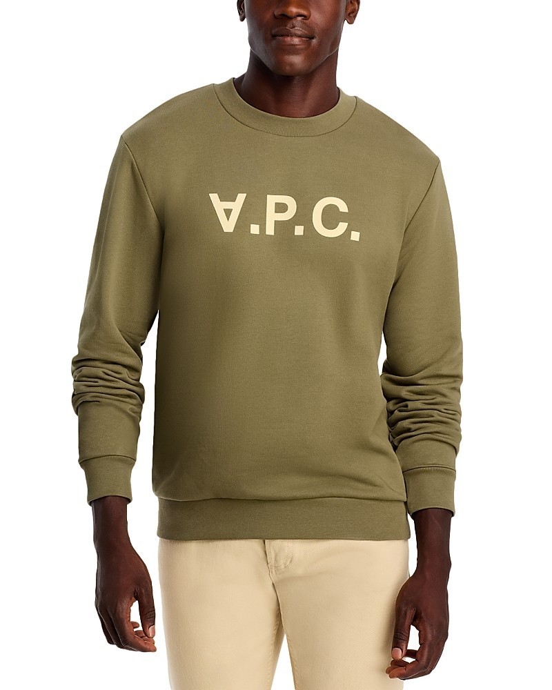 APC Standard Grand VPC Cotton Crewneck Sweatshirt Men Medium Khaki/Ecru Pullover