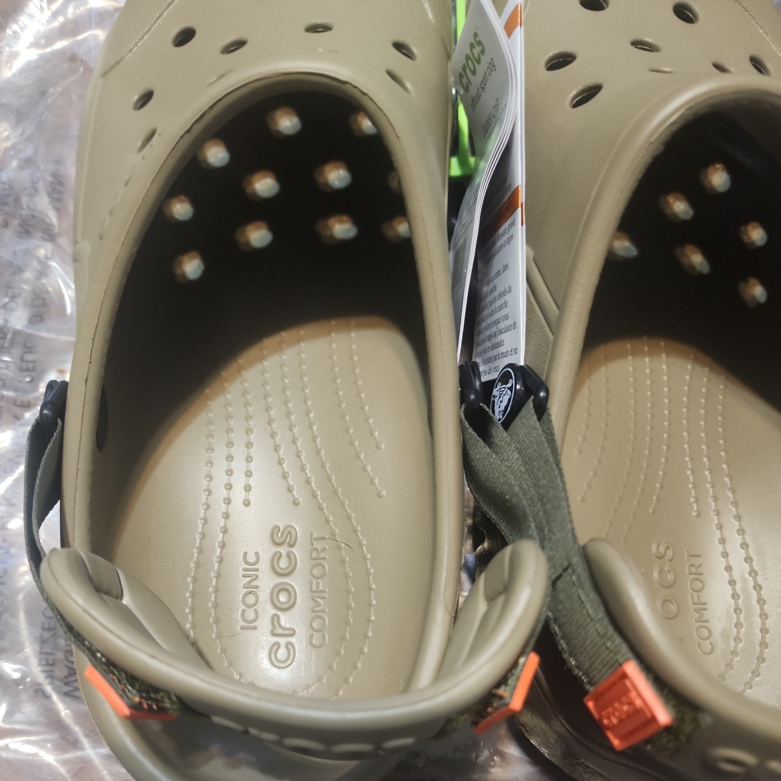 Crocs Iconic Comfort Offroad Sport Clogs Khaki Mens Size 8 M 10wAdjustable Strap