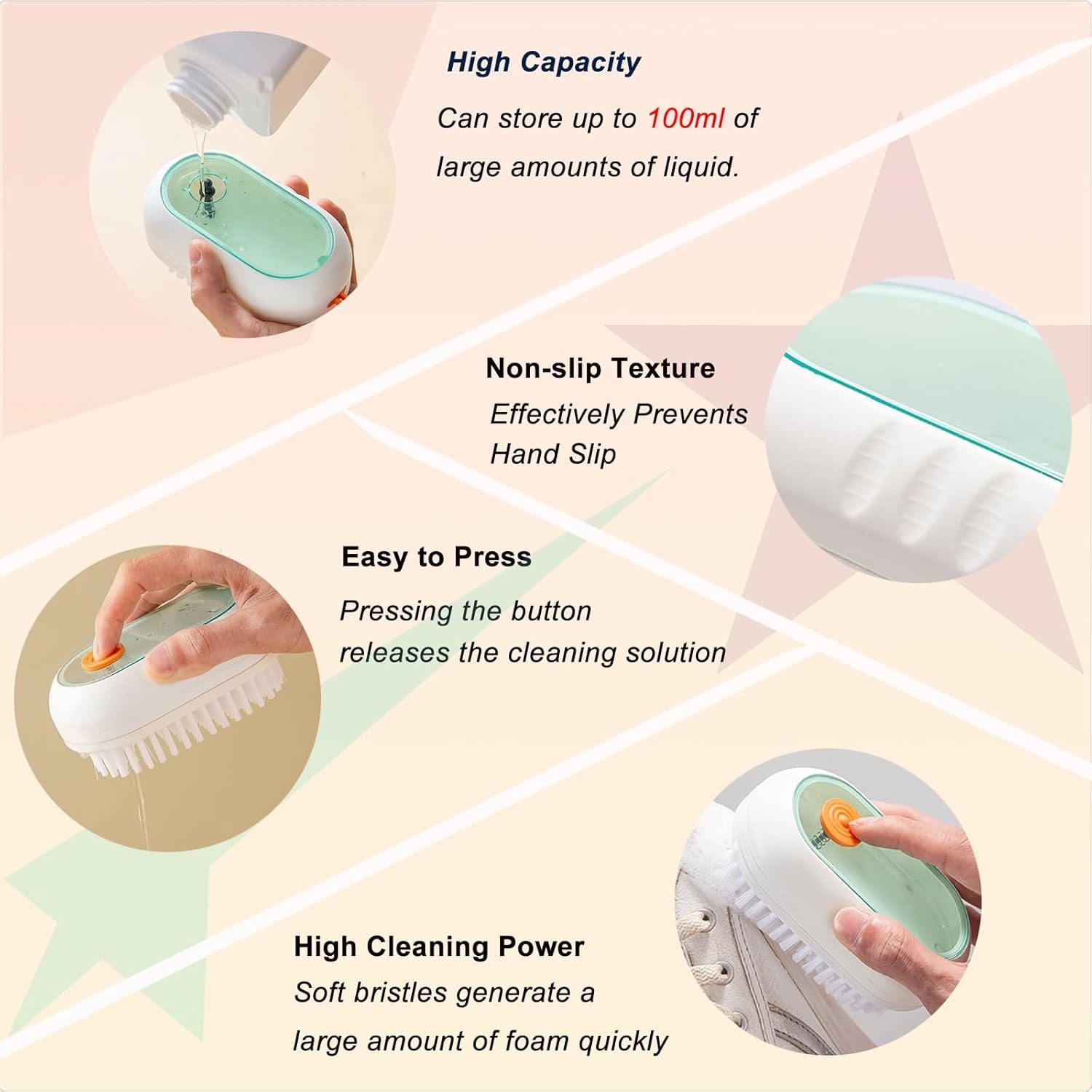 Multifunction Soft Bristled Liquid Brush For Shoe & Clothes Cleaning Brush Lot