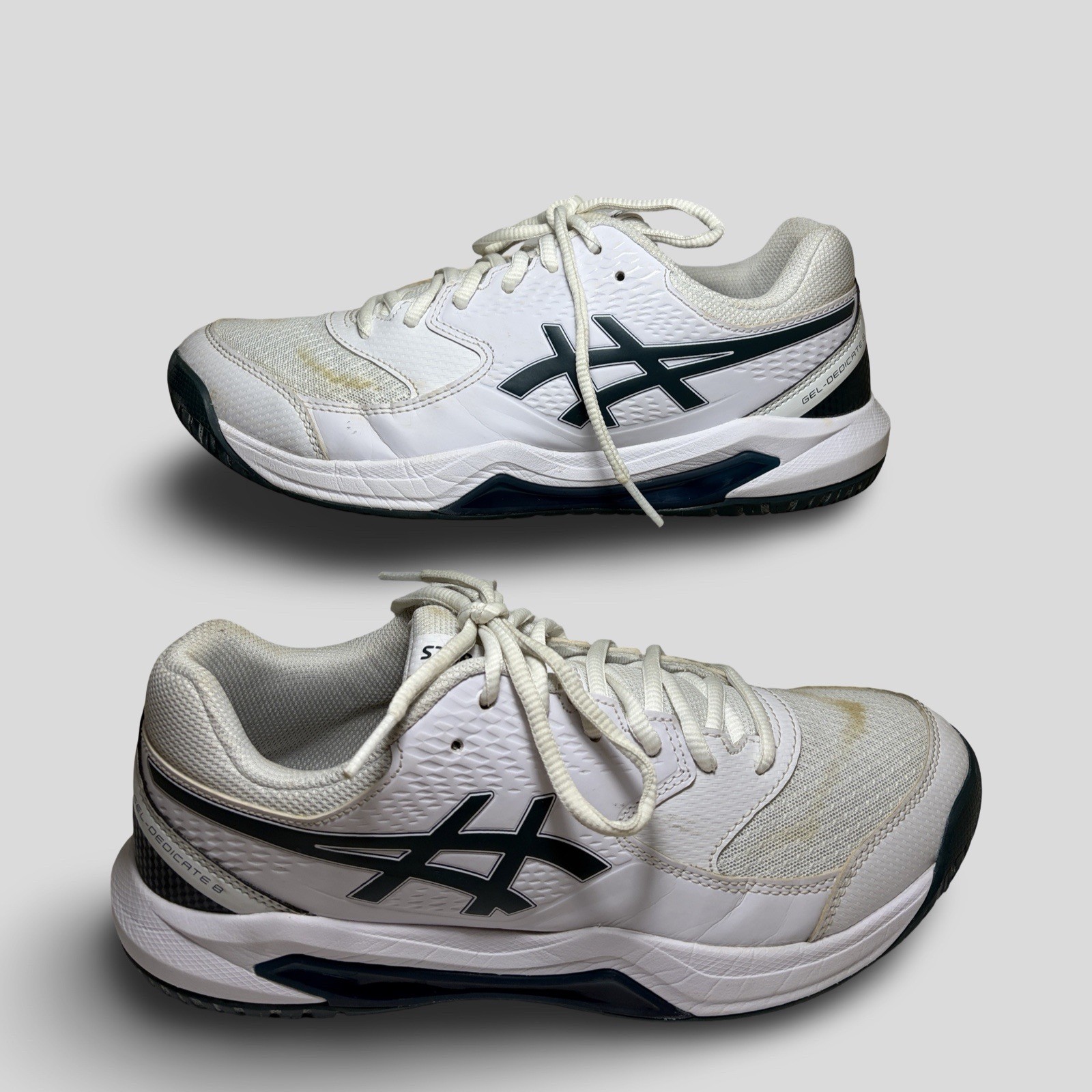 ASICS Gel-Dedicate 8 Men’s Size 8 White/Mako Blue Tennis Shoes
