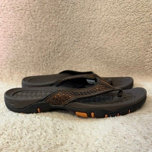 Hobibear Mens Flip Flops Brown Orange Sport Thong Sandals HR5061 Size 10.5-11