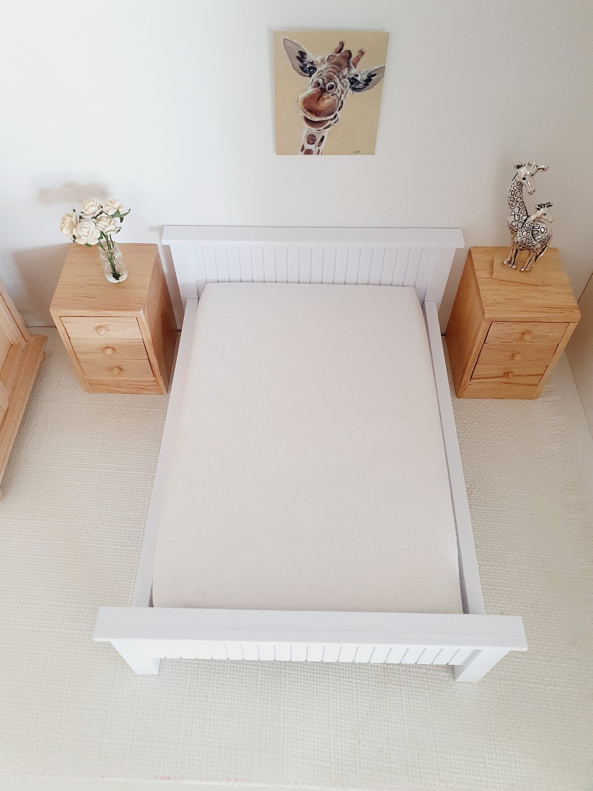 Dolls House Double Bed, Choice of Colours, 1:12th Scale, Miniature Bed with
