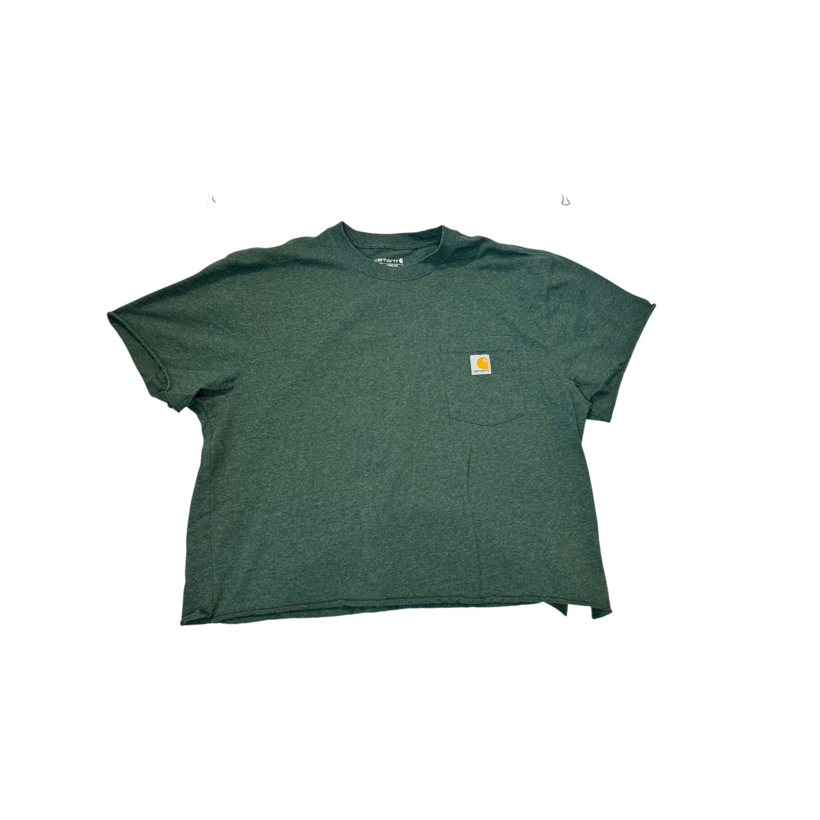 Carhartt Mens Loose Fit Pocket T-Shirt Green Cropped Raw Hem Large Tall