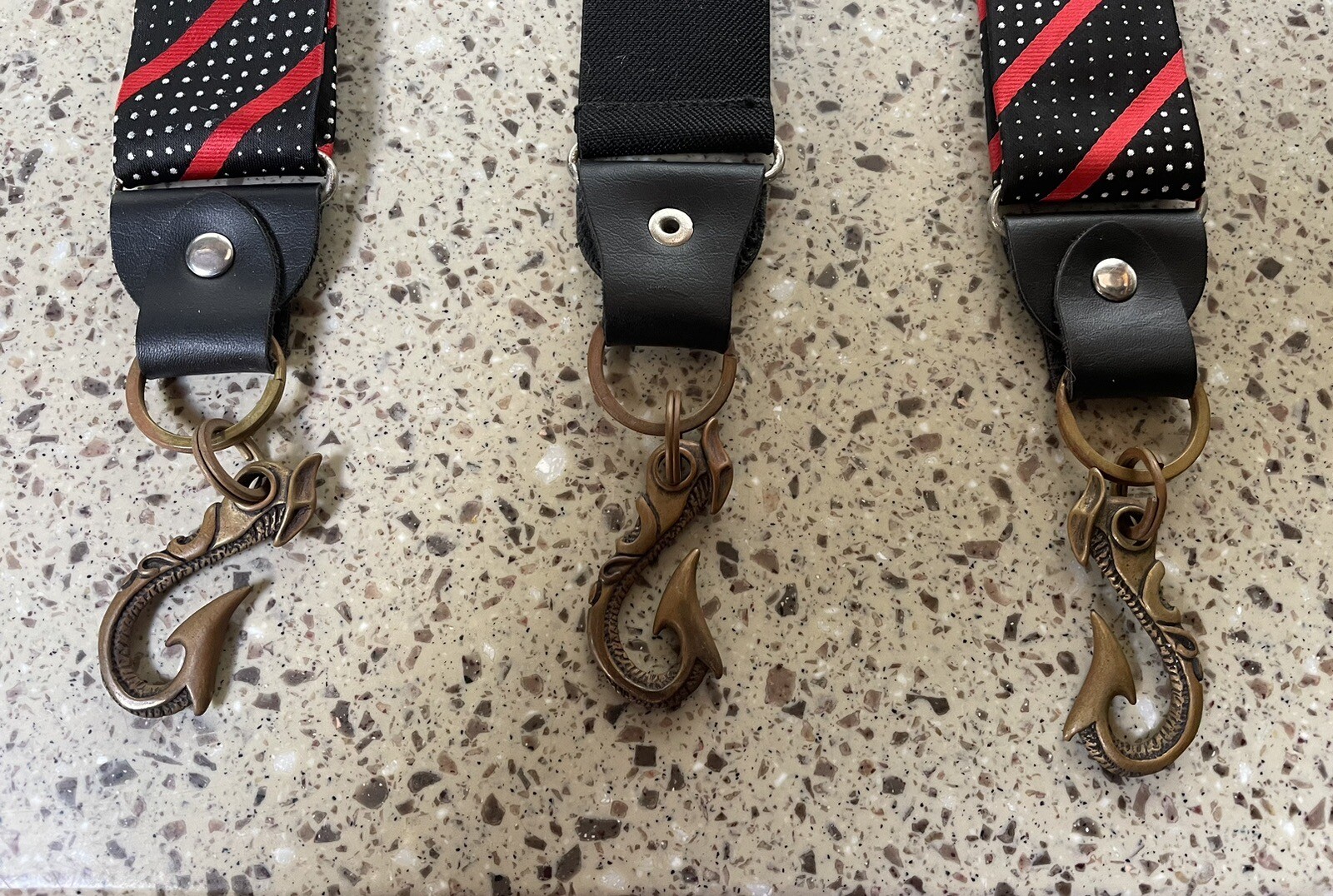 Black And Red Suspenders W/ Custom Brass Hardware
