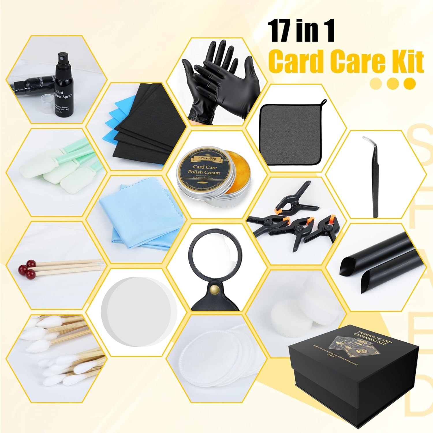 Card Care Clean Kit,17-In-1 Card Cleaning and Polishing Restoration Kit, Trading