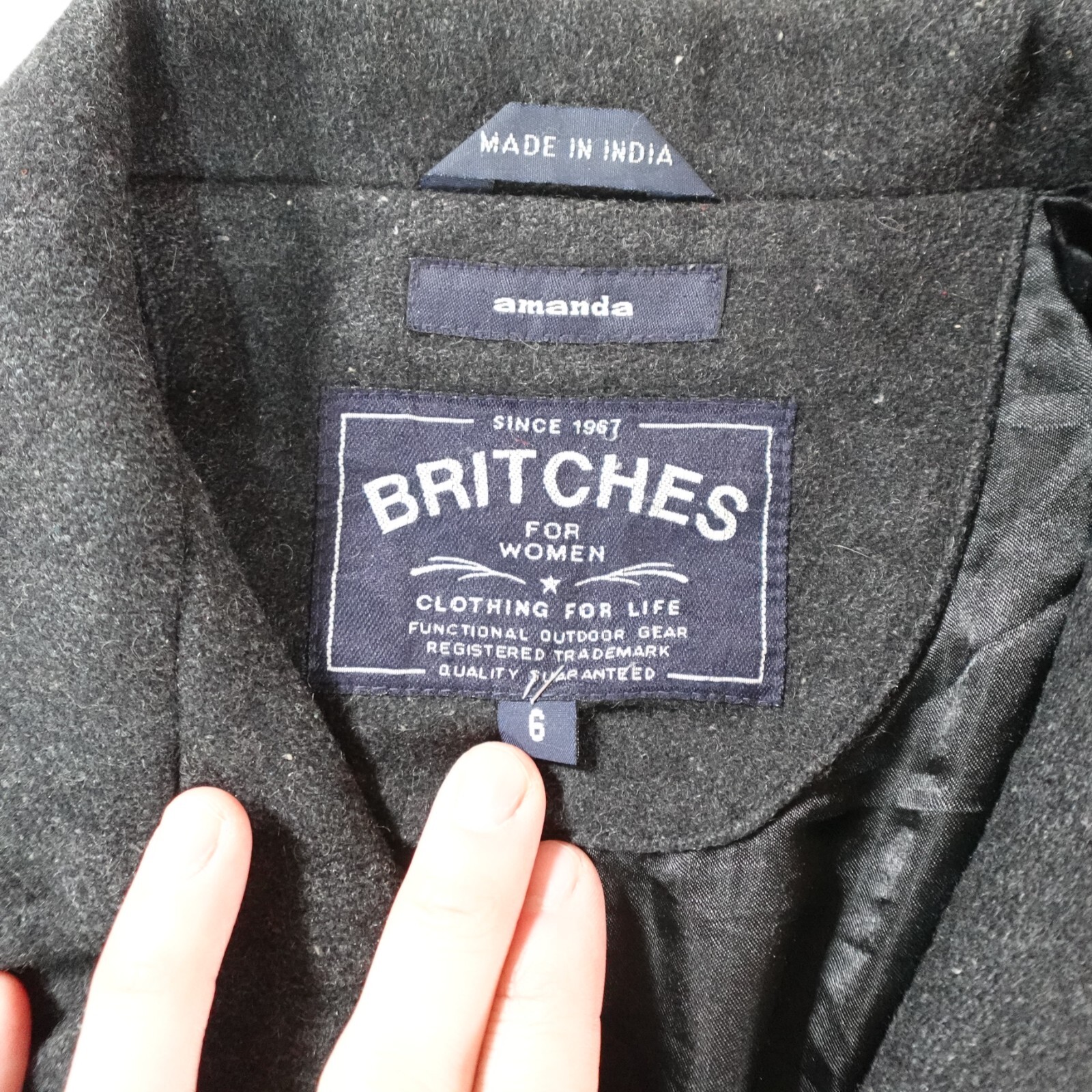 Britches Peacoat Womens 6 Gray Amanda Double Breasted Wool Old Money Outdoor